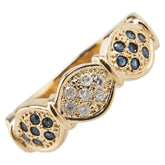 K18YG イエローゴールド サファイア ダイヤ リング 指輪 レディース 15号 【中古】